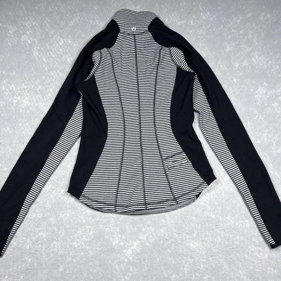 Lululemon Black Run U-Turn 1/4 Zip Pullover Reversible Stripe Women’s Size: 4 - Picture 8 of 11
